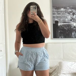 Cotton On Blue Gingham Pastel High Waisted Shorts Size 6